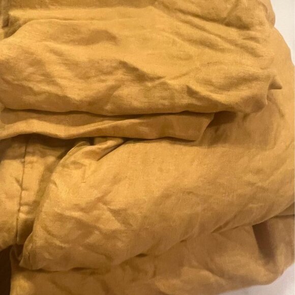 Pure Linen Mustard Yellow King Size Duvet Cover + 2 Pillowcases - Picture 3 of 4